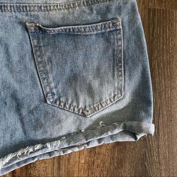 American Bazi Cutoff Distressed Denim Mini Skirt Size Medium - Picture 9 of 11